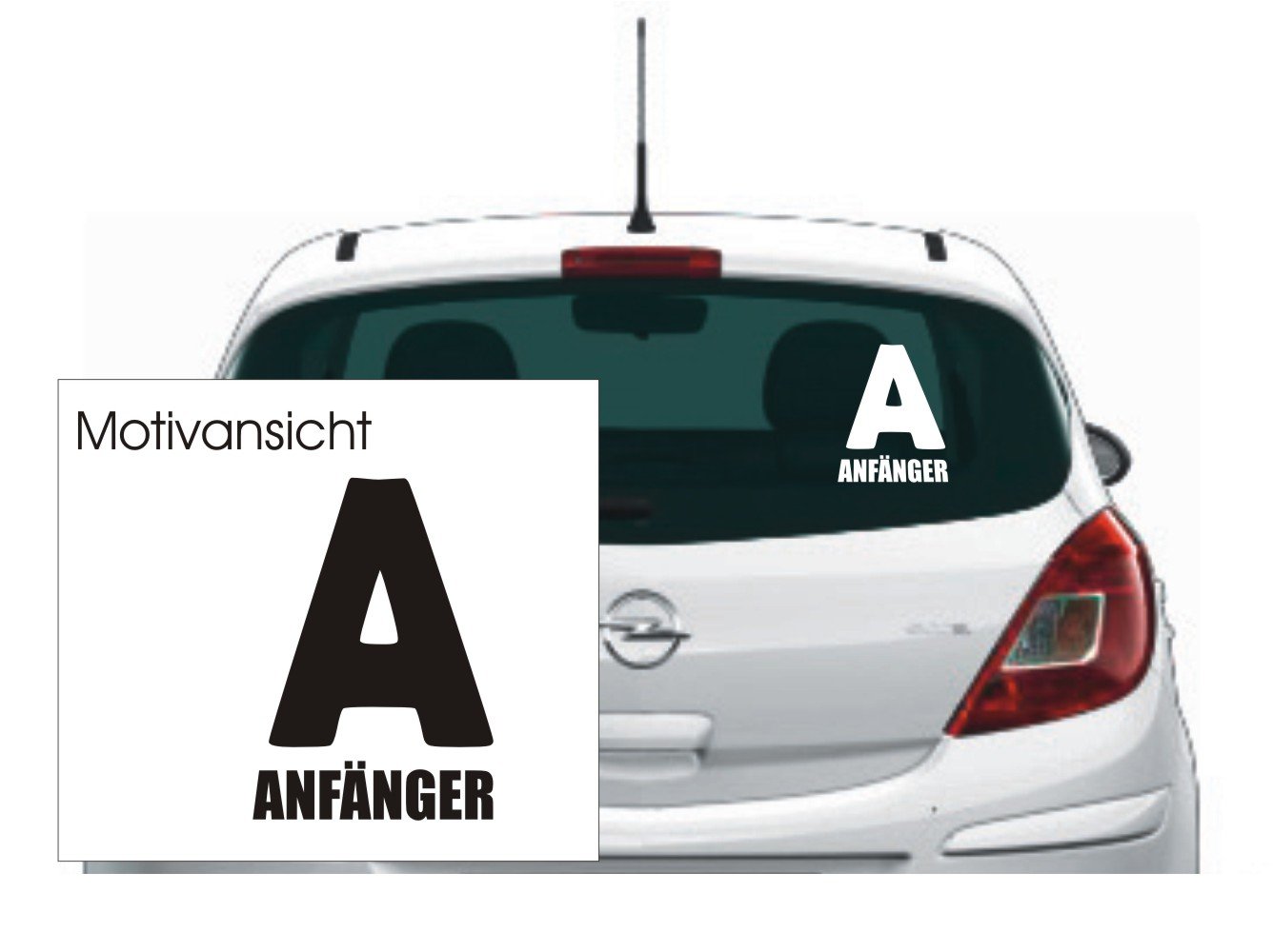 blattwerk-design KFZ Aufkleber: ANFÄNGER Hinweiszeichen Gebotszeichen Symbol - 300 mm x 210 mm, Farbe weiß von blattwerk-design