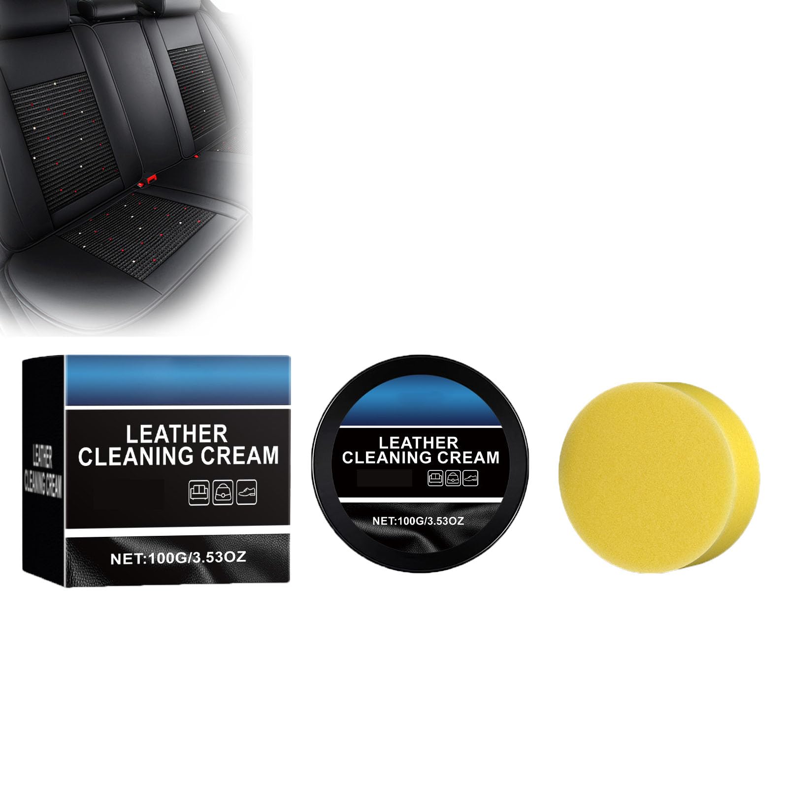 blmcoos Lederpflegecreme, Texassunny Autolederreiniger, Texassunny Lederreparaturcreme, Reinigungspaste für die Autoinnenraumpflege, Autoinnenraum-Reinigungssets, Lederautositzreiniger (1pcs) von blmcoos