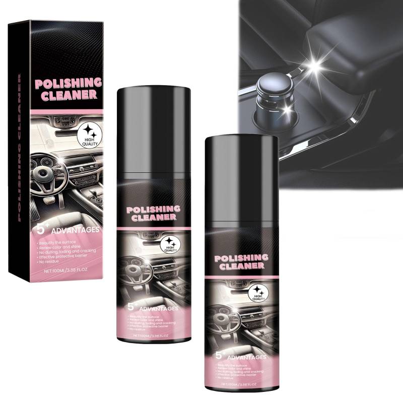 blmcoos Polierreiniger Autoinnenraum-Spray, Armaturenbrett-Reiniger für Autoinnenraum, Innenraum-Detailing-Spray, Nebel-Innenraum-Detailer, Glanz- und Schutzspray, Fahrzeug-Wartungsspray (2pcs) von blmcoos