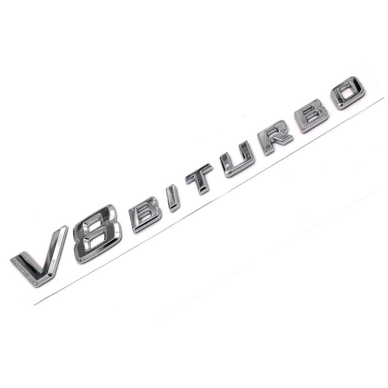 VmG-Store 3D Emblem V8 Biturbo Schriftzug Kunststoff mit Schaumstoff-Kleberückseite Badge (Chrom) von boost-key.com