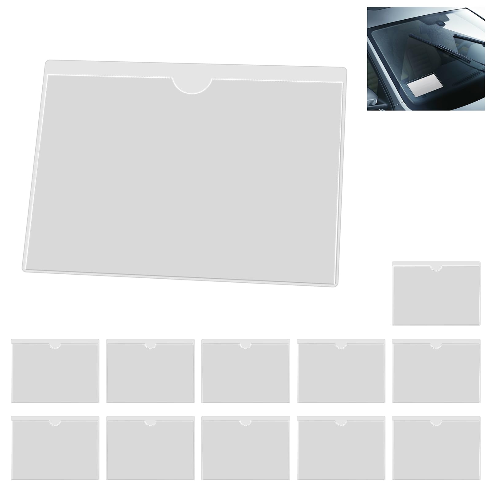 bssmmai Windschutzscheibe Klebetasche 12Pcs,Auto Parkschein Clip 16 x 11 cm,Transparent für Auto-Lizenz, Parkkarten-Clip, für Auto-Windschutzscheibe, Führerscheine, Abzeichen und Reisepässe von bssmmai