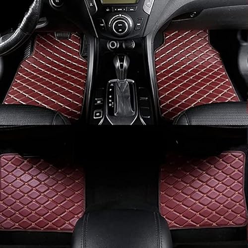 buhb Custom Auto FußMatten für Mini 2-Doors/John Cooper Works F54 F55 F56 F57 F60 LHD, Auto Leder Fussmatten, Allwetter rutschfeste wasserdichte Fussmatten, Automatten Teppiche ZubehöR,H WineRed von buhb