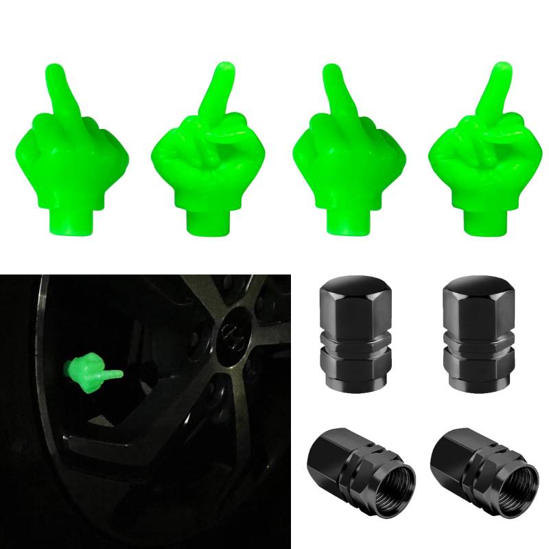 Bumnay Valve Stem Caps, 8 Stück Ventilkappen Auto, Autoreifen Ventilkappen Universell, Tire Schaftventilkappen Ventildeckel Set für PKW Fahrrad LKW(Grün) von bumnay