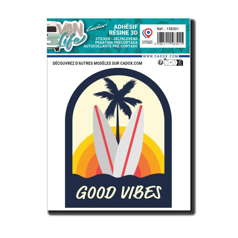 cadox Ministicker Good Vibes – vorgeschnittene Aufkleber – Selbstklebende Dekoration für Auto, Van, Koffer, Zubehör, 9,5 x 12,5 cm, UV- und waschbeständig von cadox