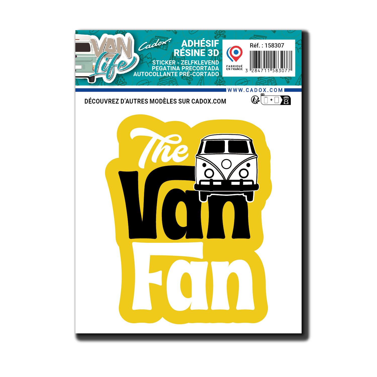 cadox - Ministicker Van Life Fan – Selbstklebende Dekoration für Auto, Van, Koffer, Zubehör – Farbe Gelb – 9,5 x 12,5 cm – UV-beständig und waschbeständig von cadox