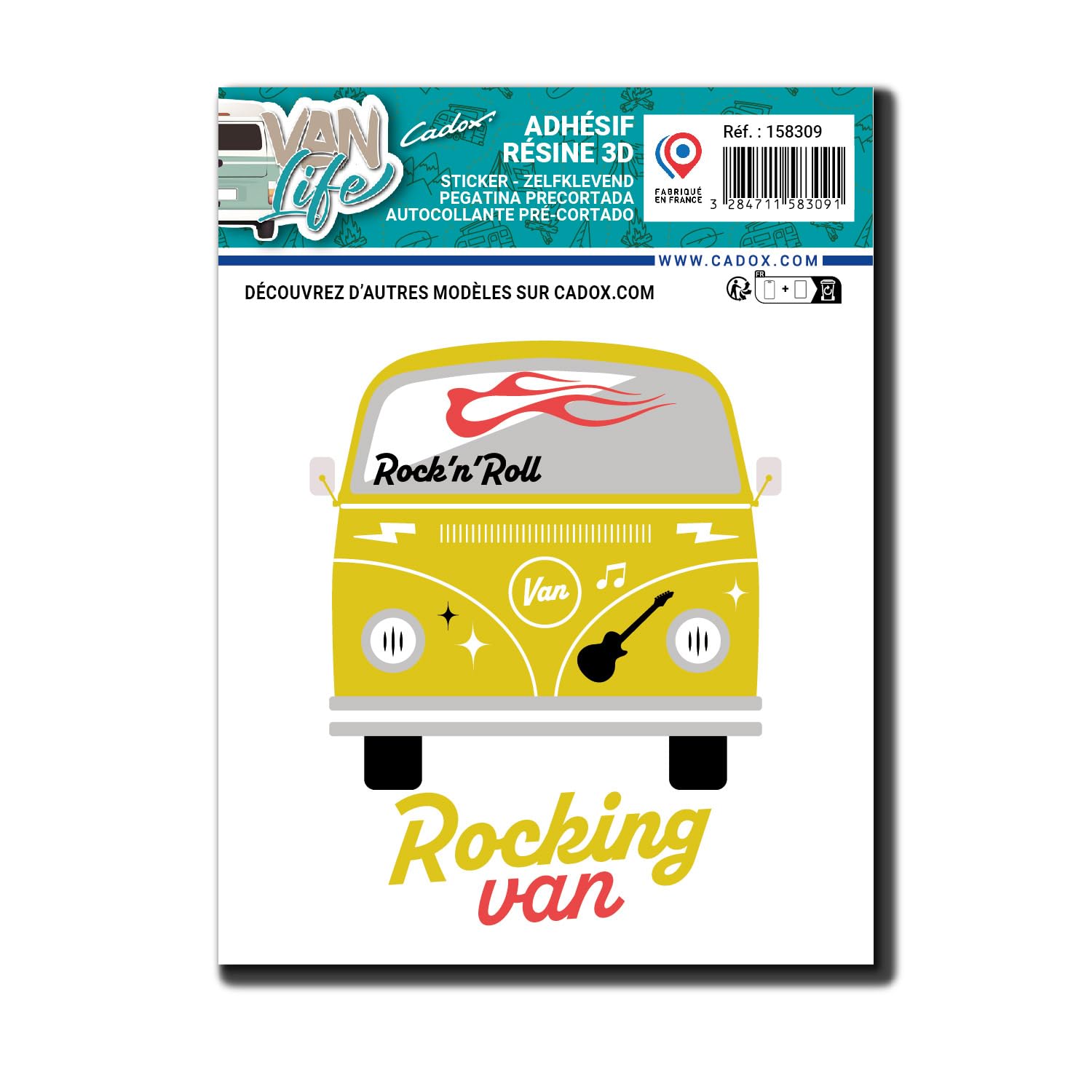 cadox - Ministicker Van Life Rocking Van – Selbstklebende Dekoration für Auto, Van, Koffer, Zubehör – Farbe Gelb – 9,5 x 12,5 cm – UV-beständig und waschbeständig von cadox