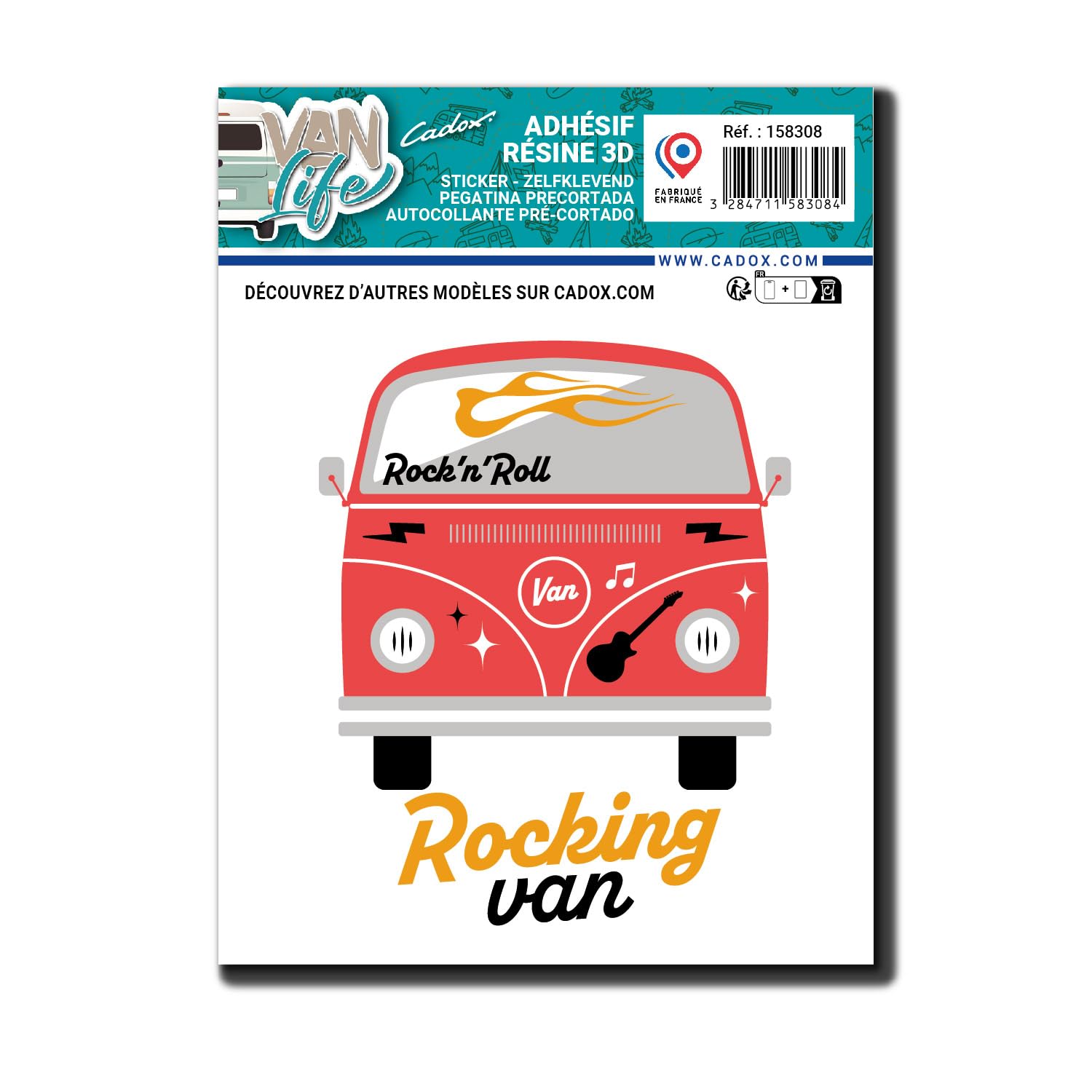 cadox - Ministicker Van Life Rocking Van – Selbstklebende Dekoration für Auto, Van, Koffer, Zubehör – Farbe Rot – 9,5 x 12,5 cm – UV-beständig und waschbeständig von cadox