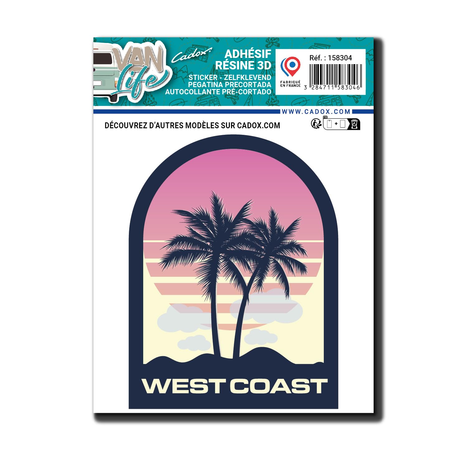 cadox - Ministicker West Coast - Vorgeschnittene Aufkleber - Selbstklebende Dekoration für Auto, Van, Koffer, Zubehör, 9,5 x 12,5 cm, UV- und waschbeständig von cadox