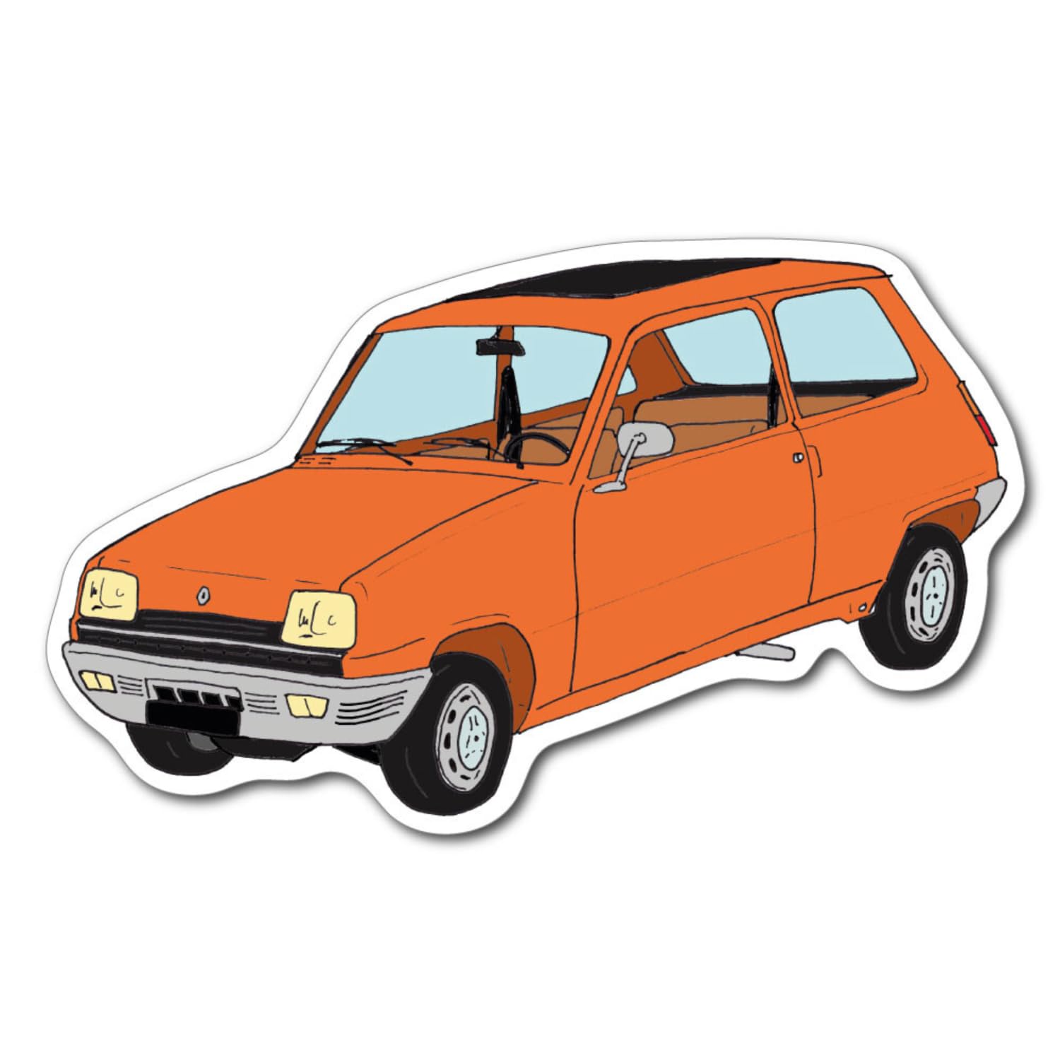 cadox - Vintage-Autoaufkleber – selbstklebend, Renault 5 Orange – Harz 3D – UV-beständig und waschbeständig – leicht abziehbar von cadox