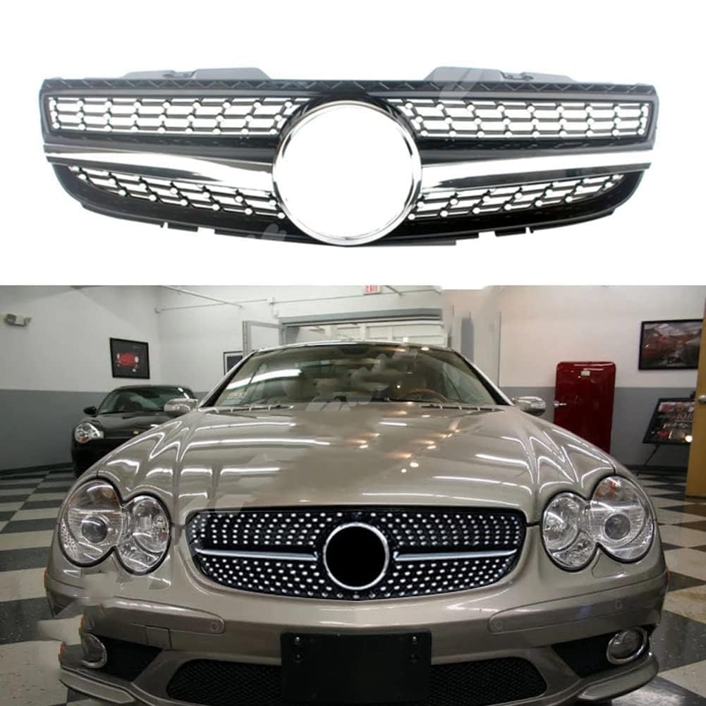 Frontgrill,kompatibel mit Mercedes-Benz SL-Klasse R230 SL500 SL550 SL600 2007 2008 2009,Frontstoßstange Sportgrill Kühlergrill,B von caits