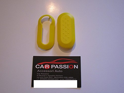 Car Passion Gehäuse für Autoschlüssel, geeignet für: FIAT 500, Punto Evo, Bravo, Panda, 500L, Lancia Y, Musa, Delta gelb von car passion