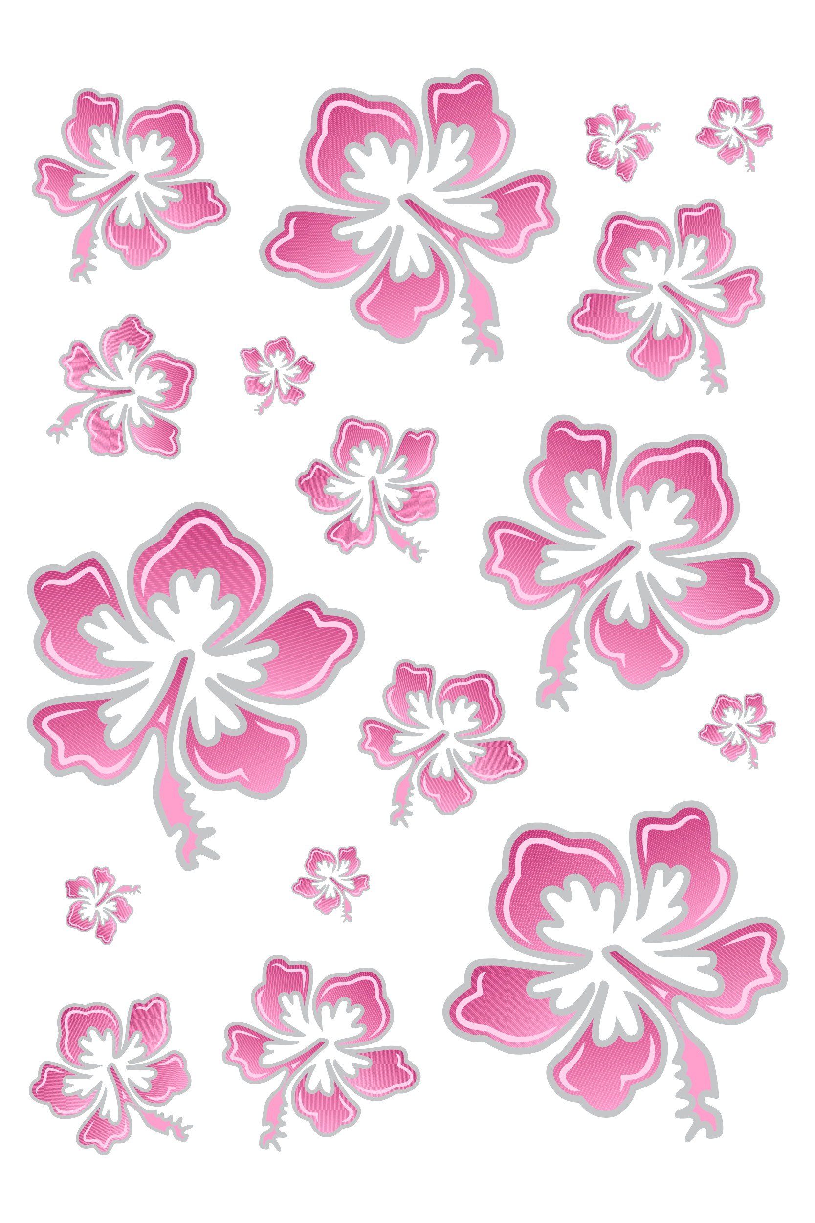 Aufkleber Hibiskusblüten-Set, 300 x 200 mm, rosa/silber ~~~~~ schneller Versand innerhalb 24 Stunden ~~~~~ von carstyling XXL