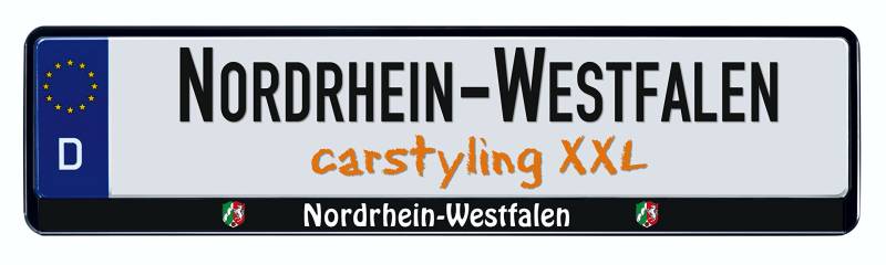 carstyling XXL Design Kennzeichenrahmen Bundesland Nordrhein Westfalen 1 Stück von carstyling XXL