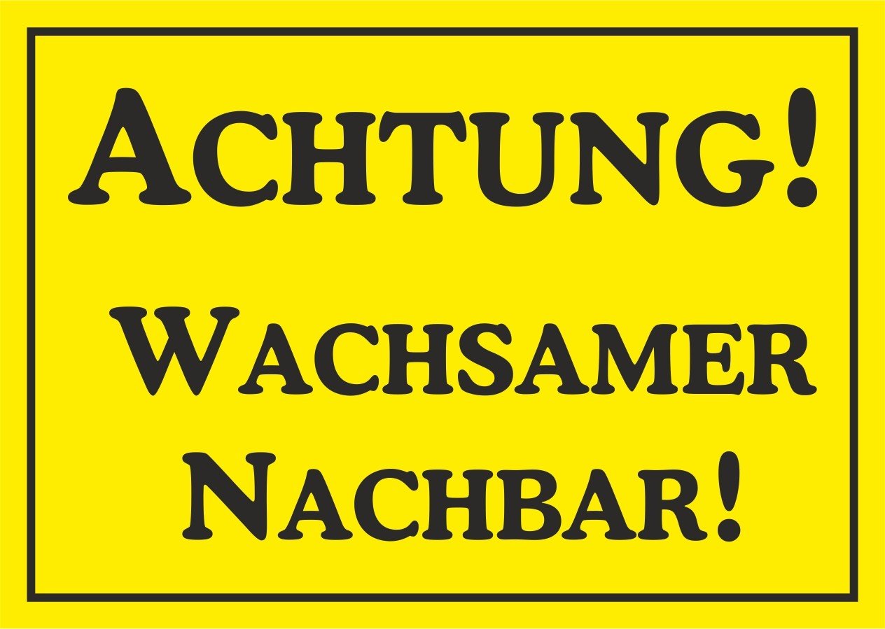 carstyling XXL Aufkleber Achtung! Wachsamer Nachbar! gelb von carstyling XXL