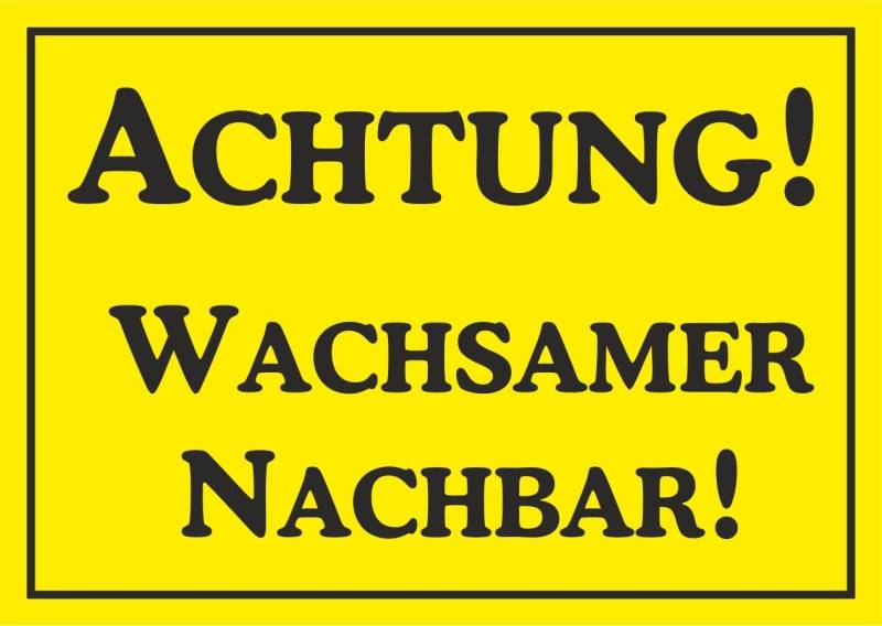 carstyling XXL Aufkleber Achtung! Wachsamer Nachbar! gelb von carstyling XXL