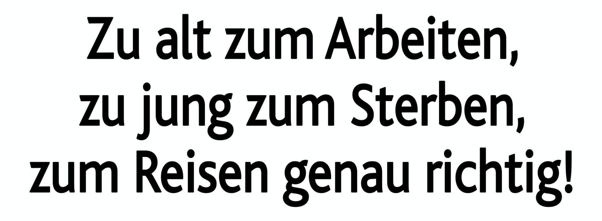 carstyling XXL Aufkleber Zu alt zum Arbeiten, zu jung zum Sterben, zum Reisen genau richtig! 70 x 190 mm von carstyling XXL