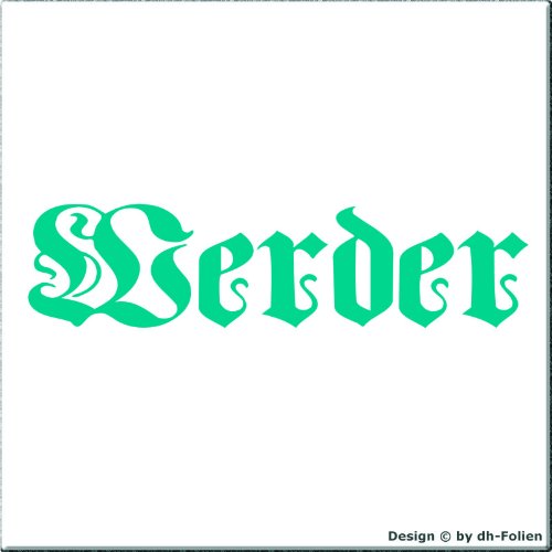 cartattoo4you® AH-00477 | Werder - Fraktur/Altdeutsche Schrift | Autoaufkleber Aufkleber Farbe Petrol,in 24 Farben erhältlich, 57 x 17 cm, Waschstrassenfest, Insel auf der Weser bei Bremen von cartattoo4you