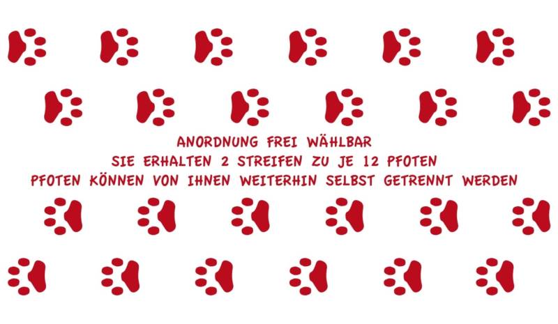 cartattoo4you® AH-00485 | Pfoten 24er Set |K-Serie| je Pfote 4 x 4 cm, 2 teilig zu je 12 Pfoten| Farbe rot |in 24 Farben erhältlich, Autoaufkleber Aufkleber Tatze Welpe Hund Hunde von cartattoo4you