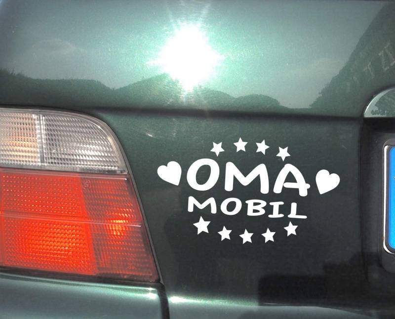 cartattoo4you® AK-00537 | OMA MOBIL, No.2 | K-Serie| 17 x 10 cm, Farbe weiß,in 19 Farben erhältlich, glänzend, Autoaufkleber Aufkleber Car Sticker Kleber Heckscheibe Opa Oma Enkel Spruch Tuning von cartattoo4you