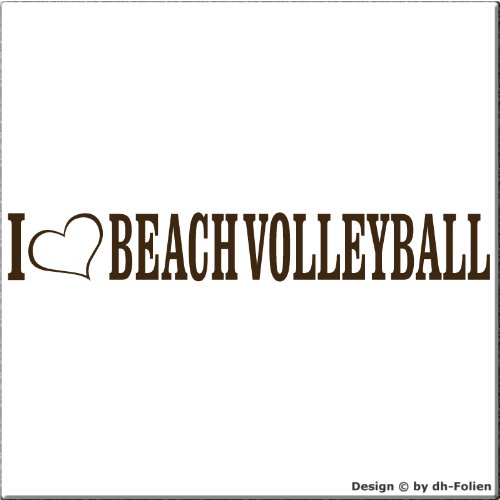 cartattoo4you® AL-00811 | I Love (als Herz) Beachvolleyball | Autoaufkleber Aufkleber Farbe braun, in 24 Farben erhältlich, glänzend 20 x 3 cm Waschstrassenfest, Motiv Copyright by dh-Folien von cartattoo4you