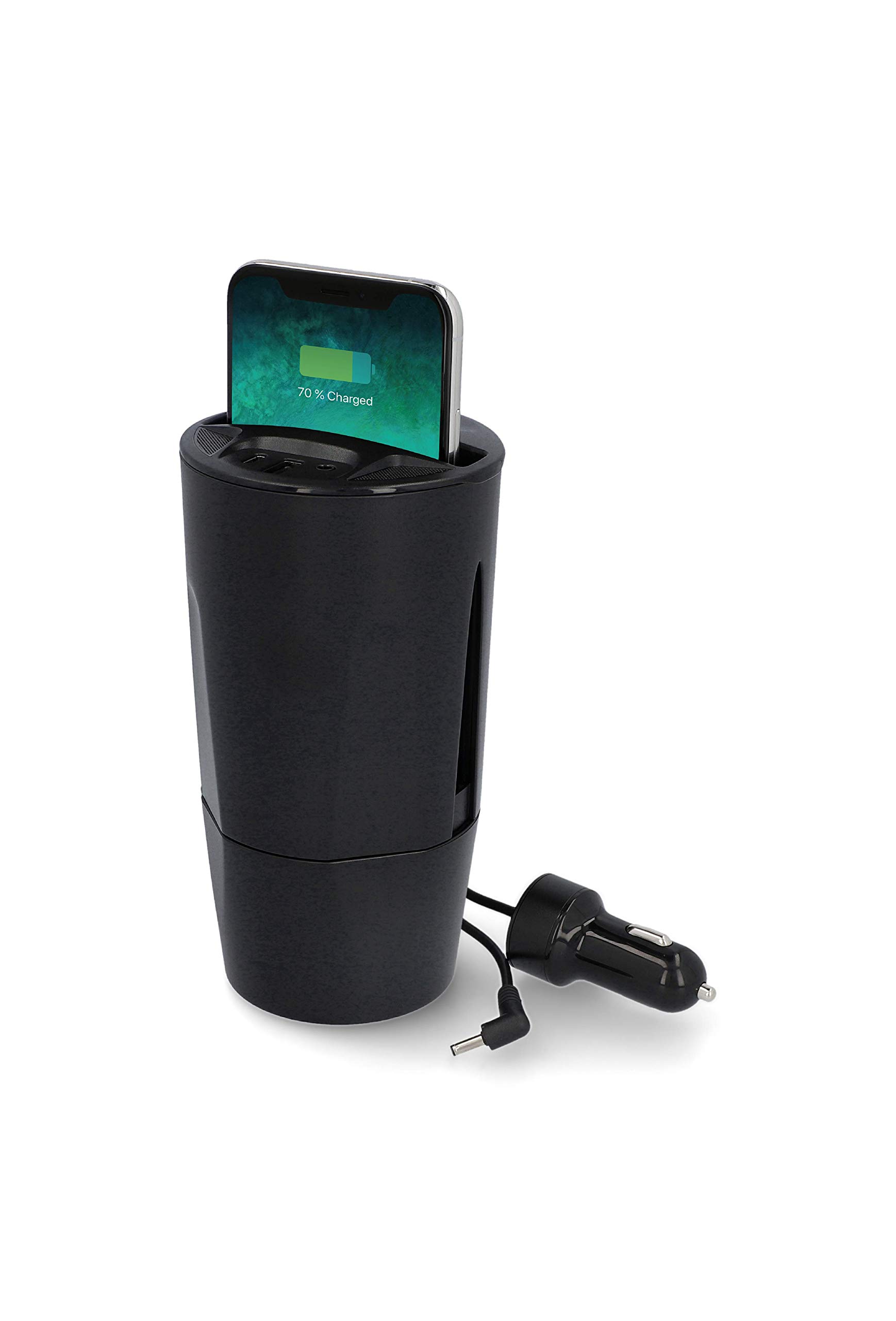 CARTREND 12 Volt Wireless Ladebecher für das Auto zum Laden von Smartphones max. Output 5 A, inkl. USB- und Typ-C Anschluss von cartrend