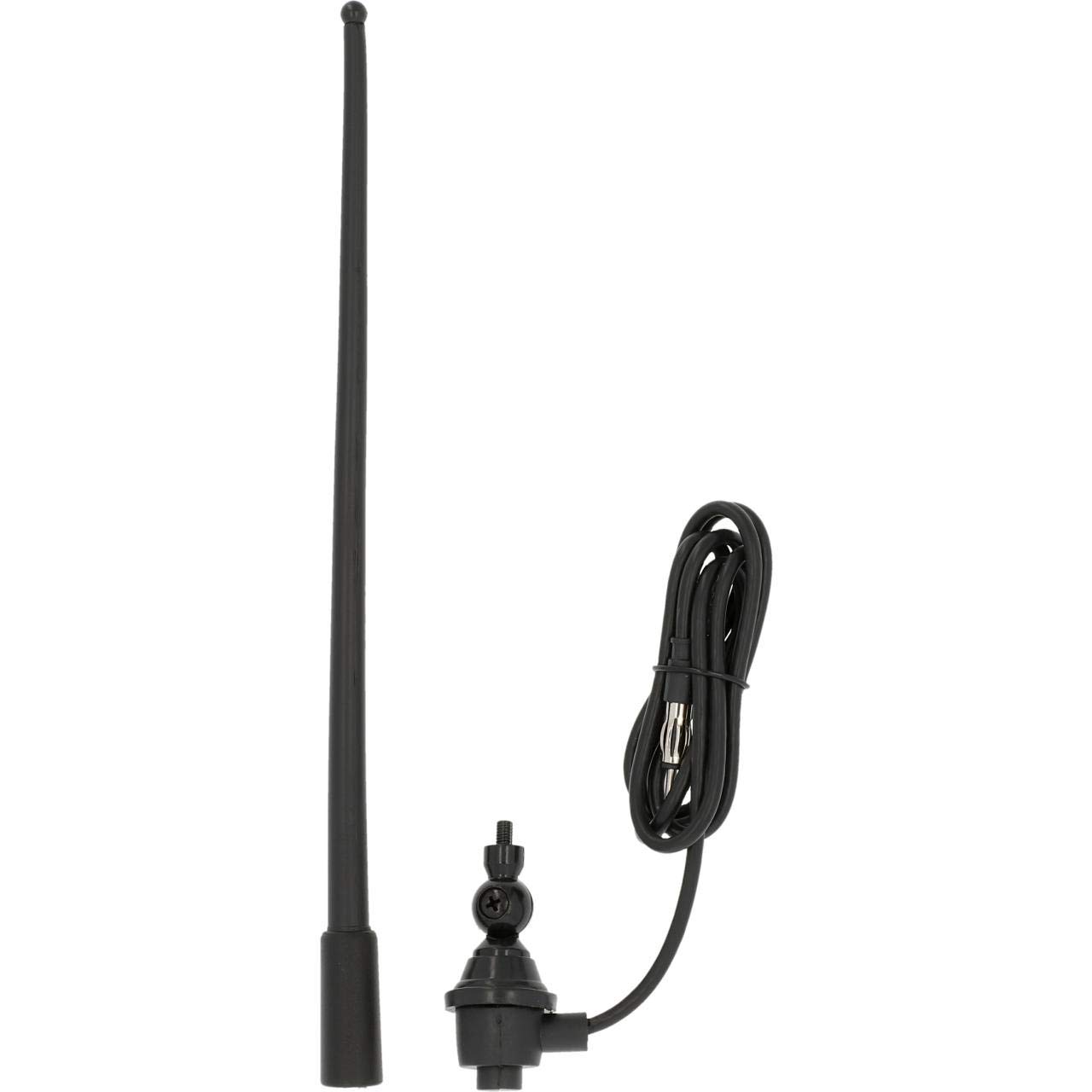 Cartrend 10594 Gummi Auto Antenne schwarz extrem stabil hochflexibel universal UKW, MW, KW, LW 150Ohm drehbarer Antennenfuß 1,3 m Kabel von cartrend