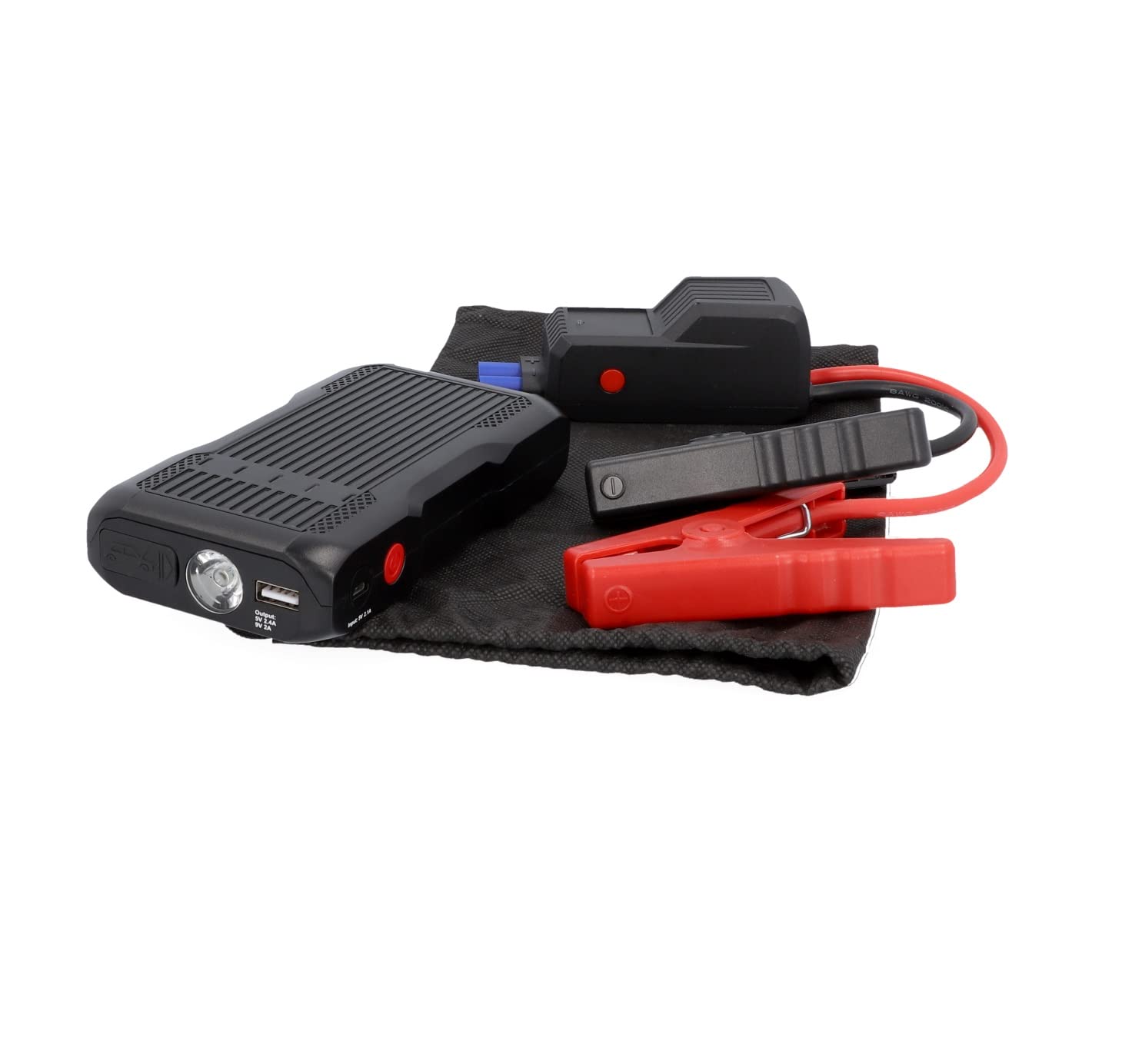 cartrend Jumpstarter mit integrierter Arbeitsleuchte, 3in1: Starthilfe, Taschenlampe, Powerbank, 600 A, schwarz von cartrend