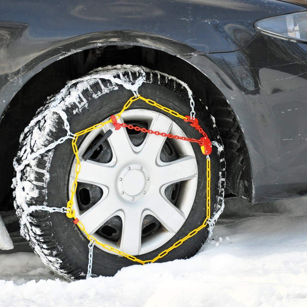 cartrend Schneeketten Auto Schneekette mit ÖNORM im Kunststoffkoffer, 2er-Set "Safety" Größe 110 von cartrend