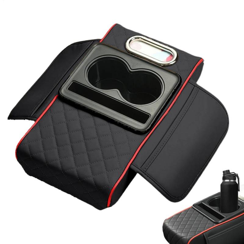 Car Center Konsole Armrest Pillow, Waterproof PU Leather Cushion, Protective Armrest Cover, Cup Phone Holder, Comfortable Support, Fit Car Interior Accessory von ccuzs