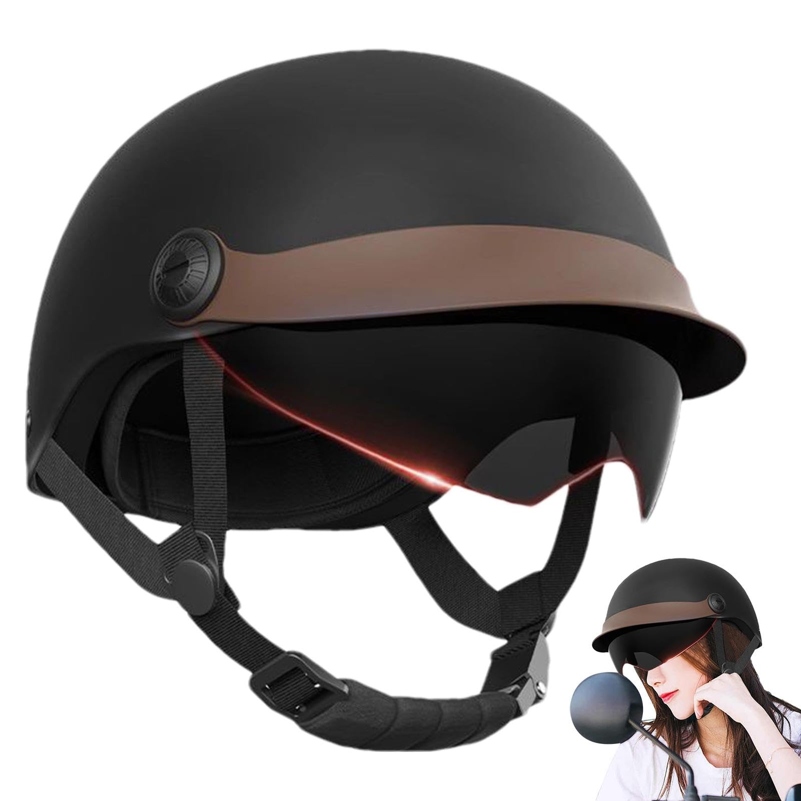 Motorradhalbe Kopfbedeckung, Multi-Sport-Sicherheitsmütze, Kollisionsschutzhelm, Motorrad-Sicherheitshut 54 x 61 cm, für erhöhte Sicherheit und Schutz (1 Stück) von ccuzs