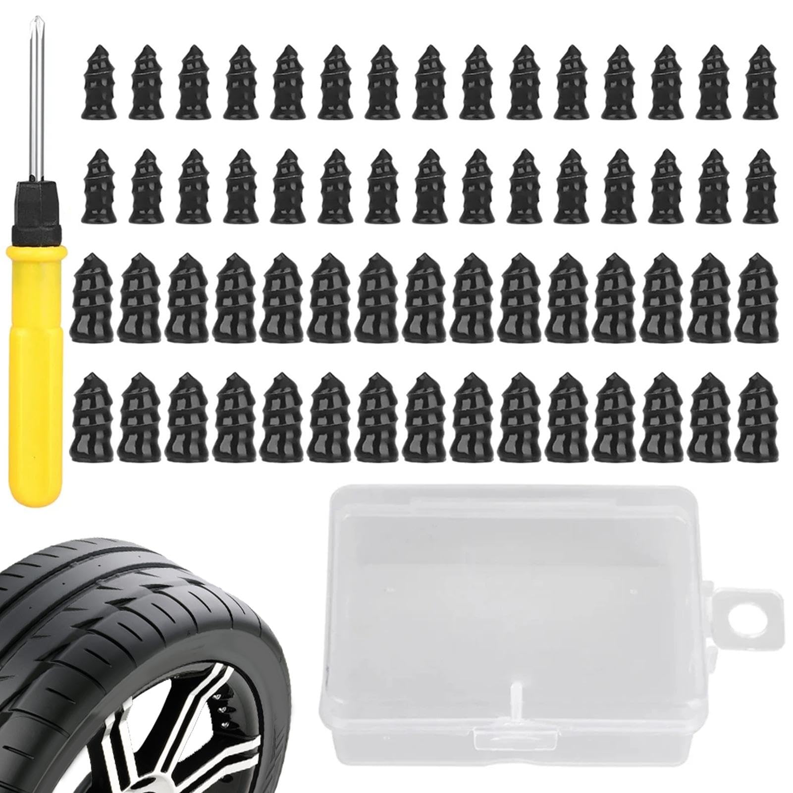 Reifenpannen-Reparaturset, Flachreifenreparatur-Set 61 Stück, Vakuum Reifen Patch Set, Auto Patch Set, Stecker für Autos und LKWs, Automotive Reparaturset für Fahrzeug, Reparaturwerkzeuge von ccuzs