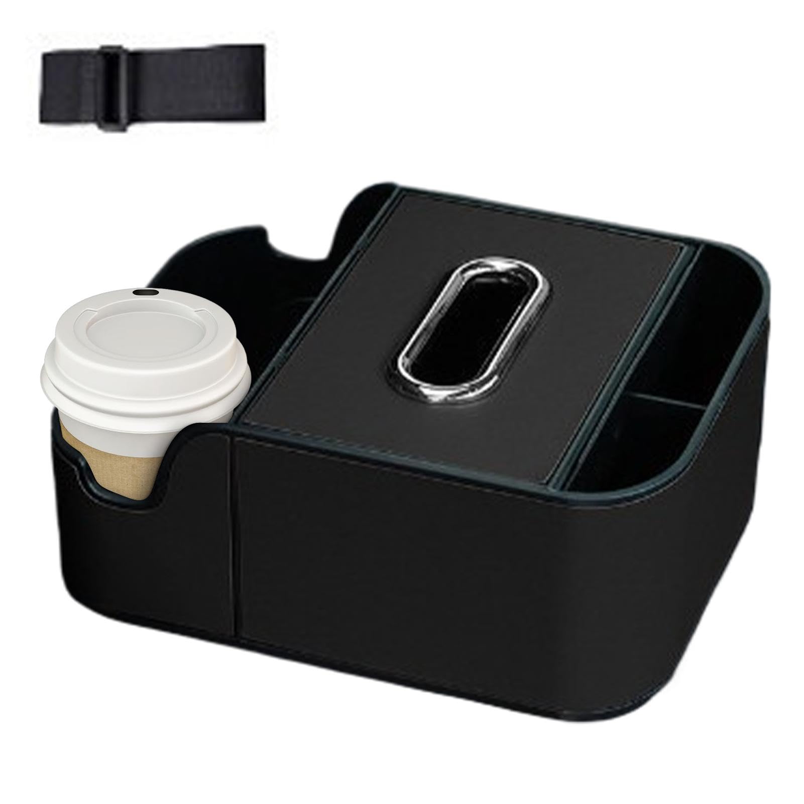 ccuzs Vielseitige Auto-Armrest Storage, stylischer Frontsitz-Organizer, tragbare Auto-Aufbewahrungsbox, Armrest Box Extender mit Cup-Halterungen und Tissue Box für Getränke und Notwendigkeiten (1 von ccuzs