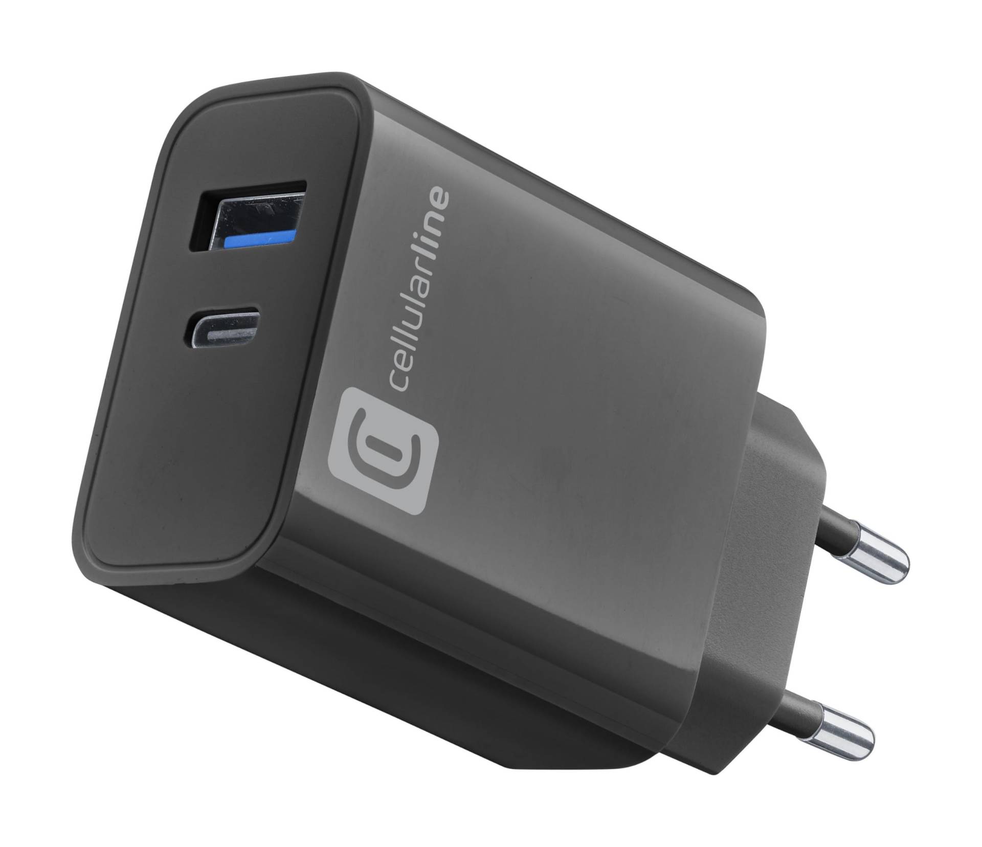 Cellularline - MULTIPOWER PD 32W Ladegerät mit Zwei Anschlüssen USB-C und USB-A - Schwarz von cellularline