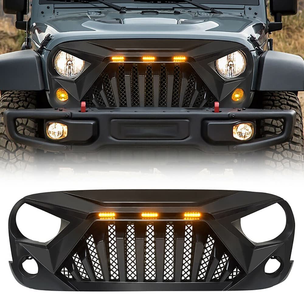 Kühlergrille passend, für Jeep Wrangler JK 2007-2017 Vorne Kapuze Kühlergrill Ersatz zubehör, Sport Stil Kühlergrill Autoersatzteile von cenrf