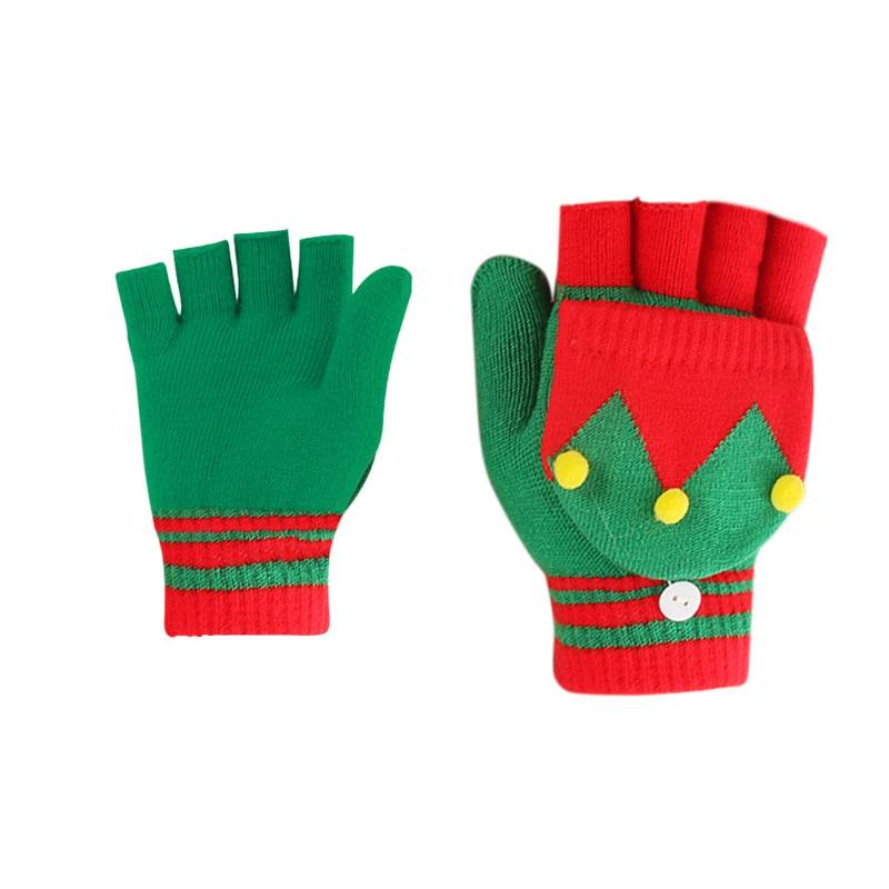 cfpqv Damen Fünf-Finger-Weihnachtshandschuhe Winterradfahren Erwachsene Wärmeverdickung Strickhandschuhe Handschuhe Schneeschuhwandern Kleidung (Green, One Size) von cfpqv