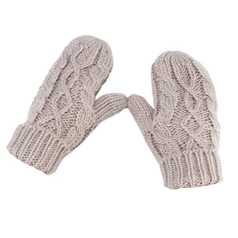 cfpqv Damen Wärmer verdicken gestrickte Finger Thermal Skihandschuhe Fäustlinge Lack Dienstmädchen (Grey, One Size) von cfpqv