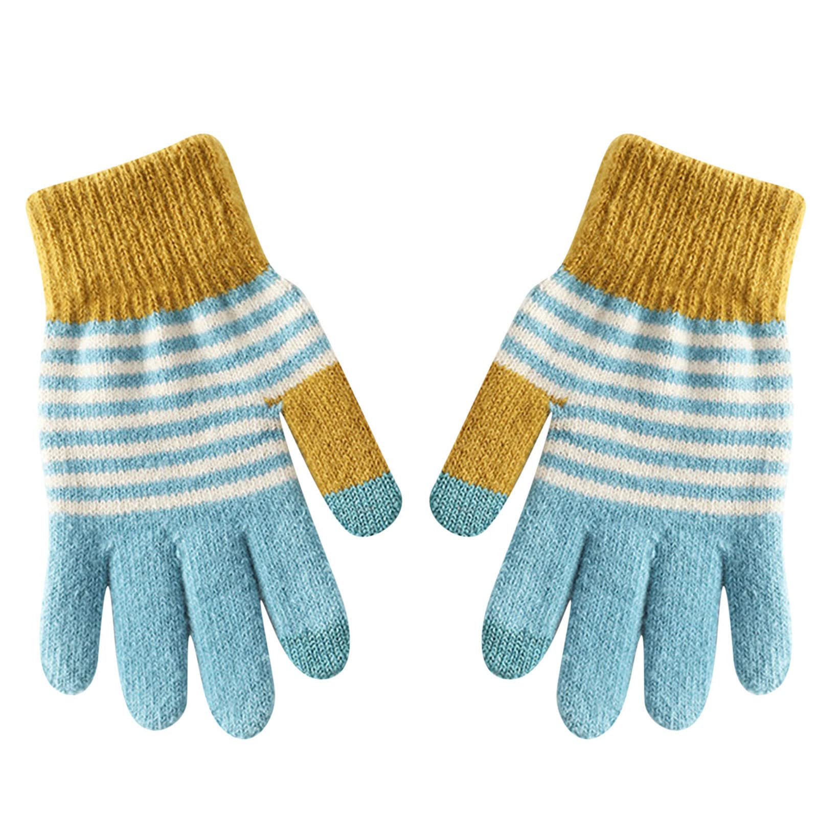 cfpqv Damen Winter Screen Handschuhe Warme Strickhandschuhe Elastische Manschette Winter Herren SMS Handschuhe Haarschmuck Silber Kurze Haare (Blue, One Size) von cfpqv