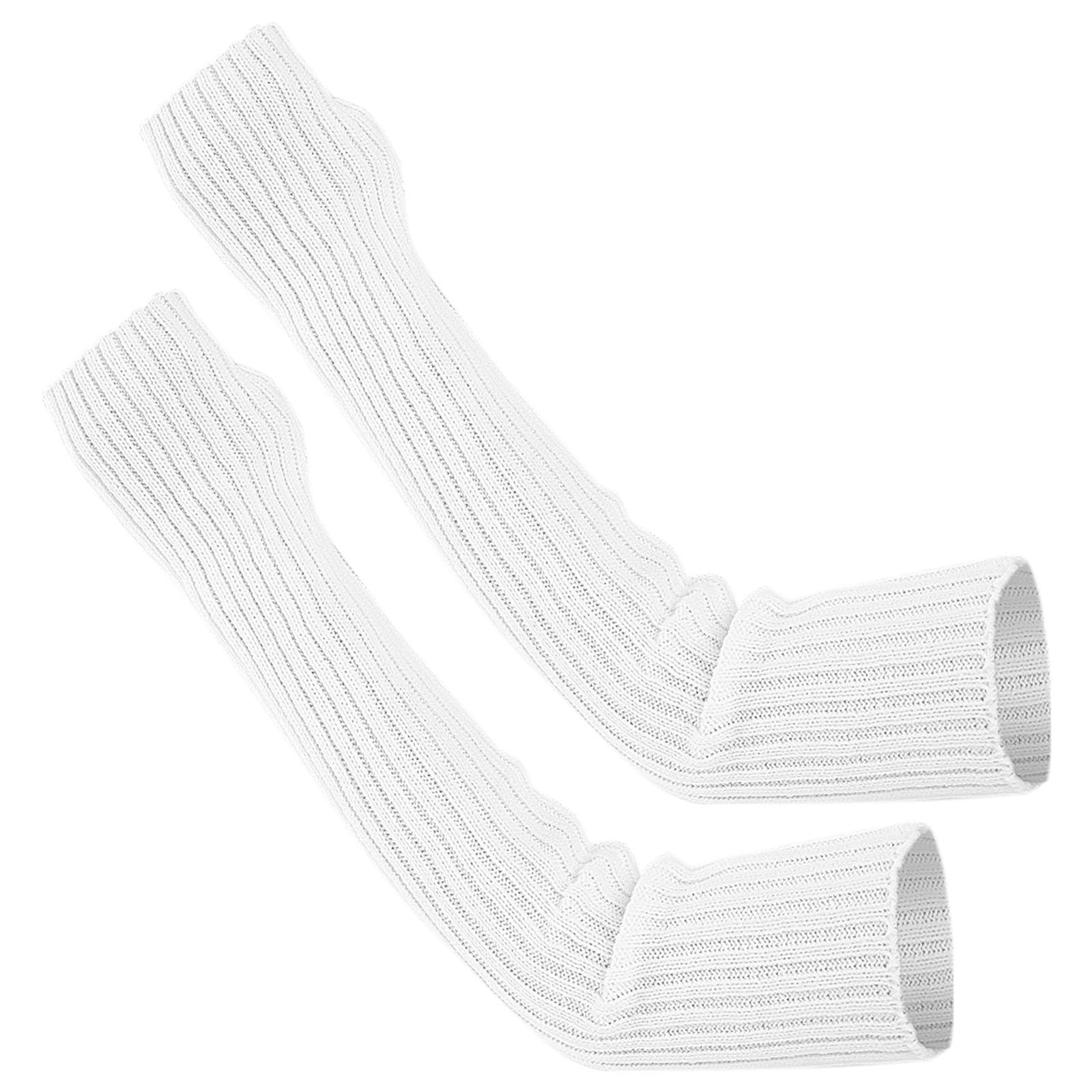 cfpqv Frauen Winter Handgelenk Arm Wärmer Solide Gestrickte Lange Fingerlose Handschuhe Fäustling Handschuhe Schwarz Kostüm (White, One Size) von cfpqv