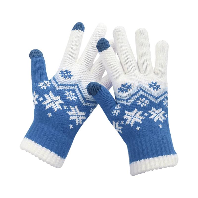 cfpqv Frauen können Bildschirmhandschuhe aktivieren Warme Stretch-Strickhandschuhe Fäustlinge Winter Warm halten Stricken Weihnachten Schneeflocken Drucken Golves Studenten Outdoor (Blue, One Size) von cfpqv