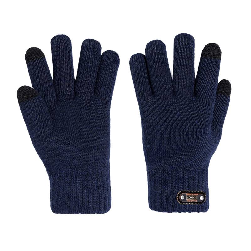 cfpqv Handschuhe für Erwachsene Winterhandschuhe Gestrickte Herren Radfahren Warme Fünf-Finger-Verdickungsschutzhandschuhe Latex Handschuh (Navy, One Size) von cfpqv