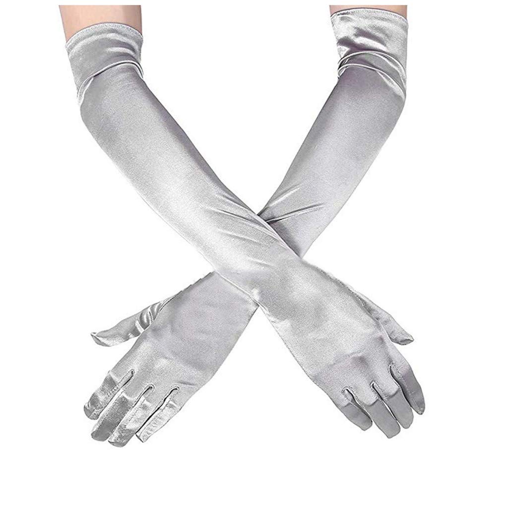 cfpqv Kleidung Abend lange Handschuhe Adult Performance Cheerleader Frauen reizvolle Handschuhe Damenhandschuhe Warm Gefüttert (Silver, One Size) von cfpqv