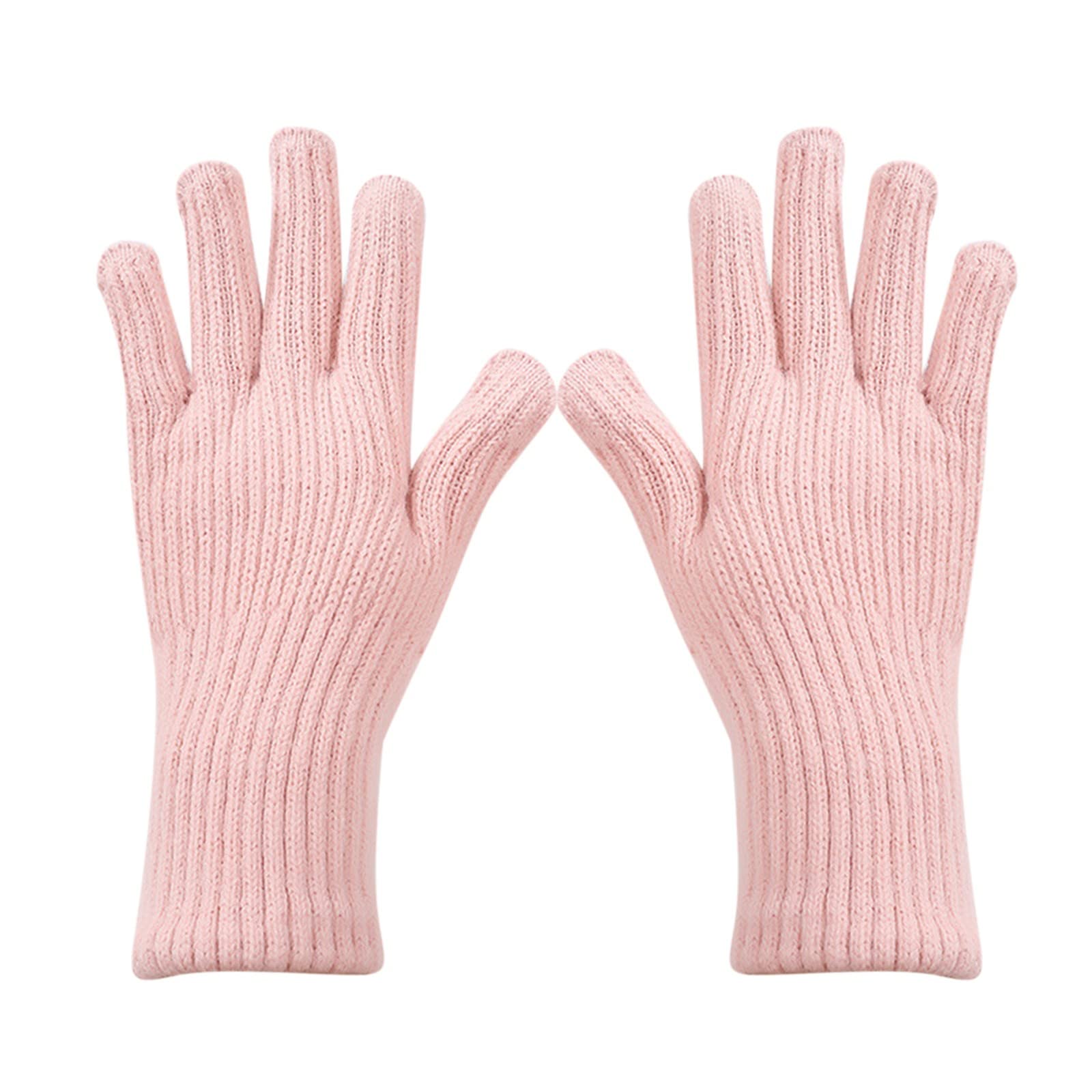 cfpqv Mode Touchscreen SMS Handschuhe Outdoor Männer Frauen Warme Strick Winter Fäustlinge Handschuhe Solide Golves Studenten Outdoor Reiten Wandern Fäustlinge Flauschige Handschuhe (Pink, One Size) von cfpqv