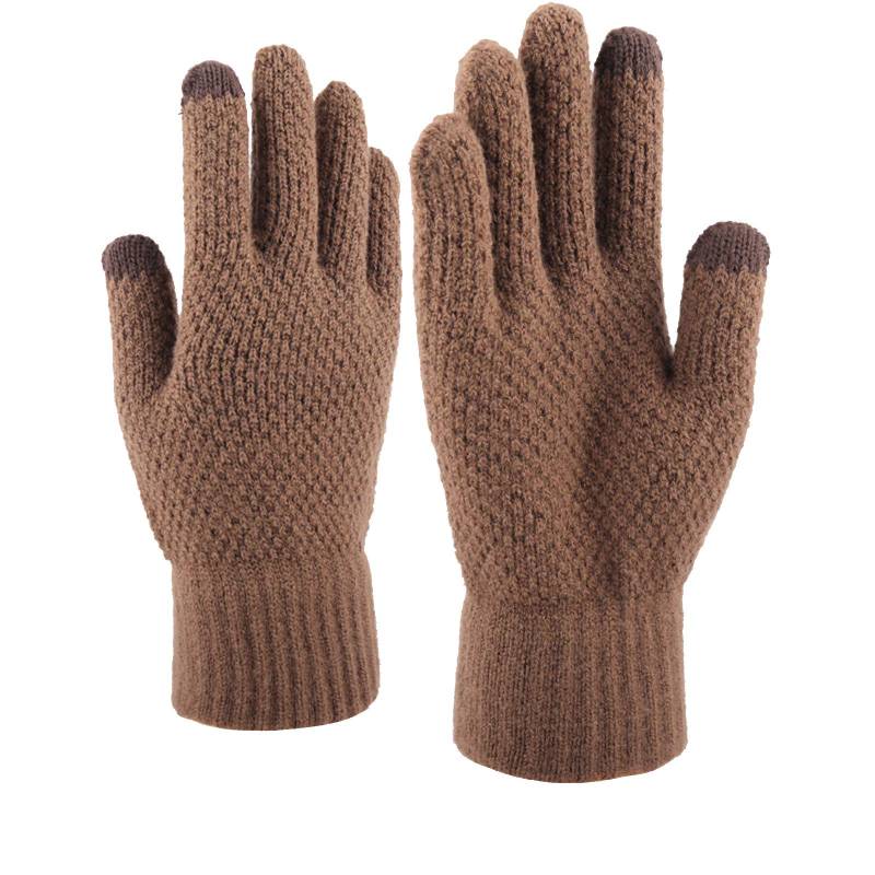 cfpqv Verdickte Handschuhe Winter Herren Handschuh warm mit gestrickten und gewebten Damenhandschuhe Warm (Coffee, One Size) von cfpqv