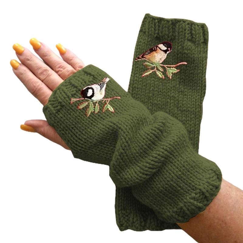 cfpqv Winter Damen Fingerlose Gestrickte Warme Halbfinger Wollhandschuhe Damen Lederhandschuhe Fingerlos (Green, One Size) von cfpqv