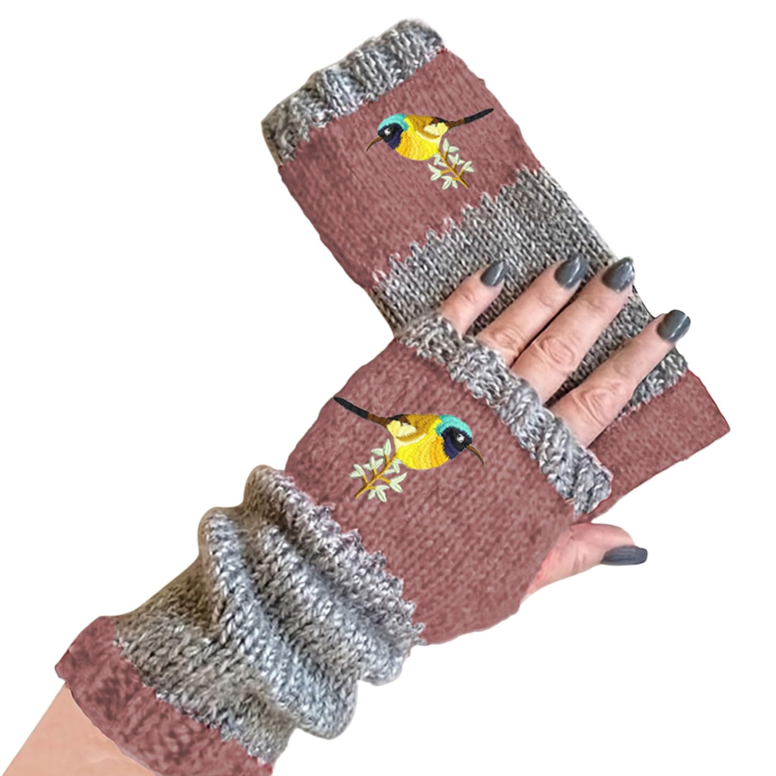 cfpqv Winter Damen Fingerlose Gestrickte Warme Halbfinger Wollhandschuhe Lange Handschuhe Damen Stoff (Pink, One Size) von cfpqv