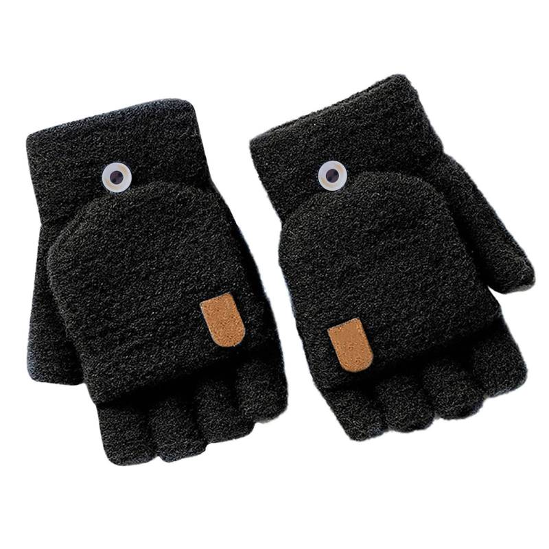 cfpqv Winter Gestrickte Fingerlose Handschuhe Wärmeisolierung Warme Cabrio Fäustlinge Klappenabdeckung Für Männer Frauen Seidenhandschuhe Schwarz (Black, One Size) von cfpqv