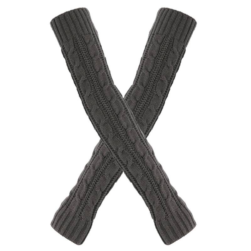 cfpqv Wolle verdickte warme lange Handschuhe 8 Charakterärmel und Winter fingerlose Ärmel gestrickte Armärmel Handschuhe Netz (Dark Gray, One Size) von cfpqv