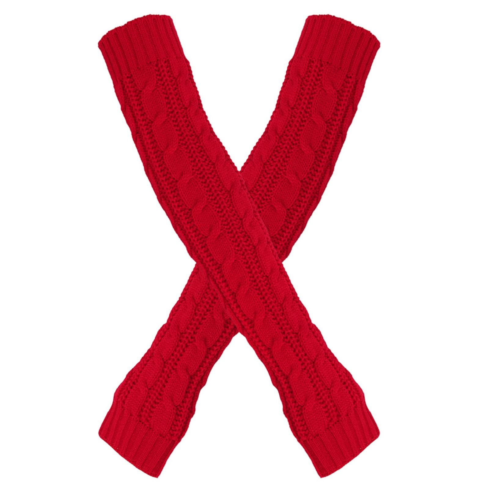 cfpqv Wolle verdickte warme lange Handschuhe 8 Charakterärmel und Winter fingerlose Ärmel gestrickte Armärmel Handschuhe Netz (Red, One Size) von cfpqv