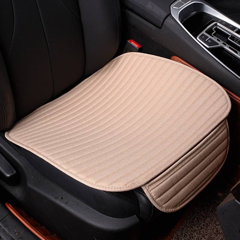 Autositzkissen Baumwolle Leinen Autokissen Vordersitze Frühling und Sommer Autositzbezüge Auto Zubehör Autositzkissen, Sitzauflage Auto Sitzkissen Komfort Kissen (Beige,1 Stück Vordersitze) von champracer