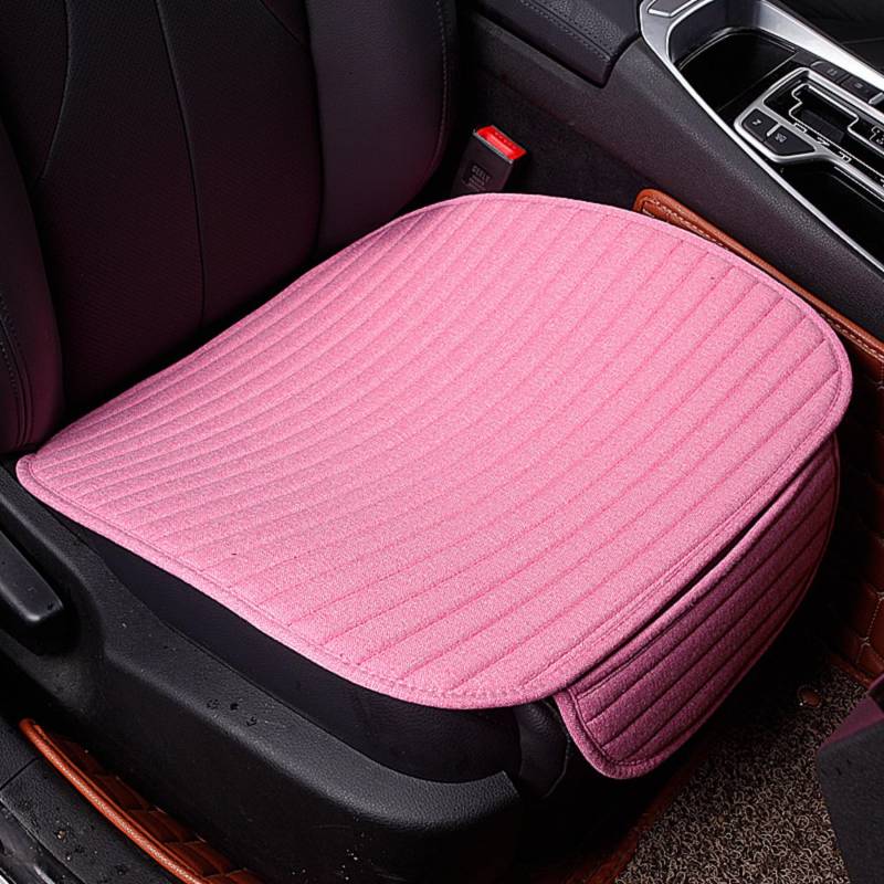 champracer Autositzkissen Baumwolle Leinen Autokissen Vordersitze Frühling und Sommer Autositzbezüge Auto Zubehör Autositzkissen, Sitzauflage Auto Sitzkissen Komfort Kissen (Rosa,1 Stück Vordersitze) von champracer